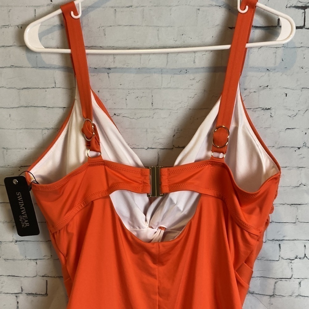 CITY CHIC Majorca 1 Piece Swimsuit Sunburst Orange Sz 18 Plus Size Vacation NWT - Picture 12 of 16